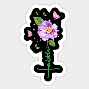 Vintage Faith Cross Floral Butterflies Flowers Christians Sticker